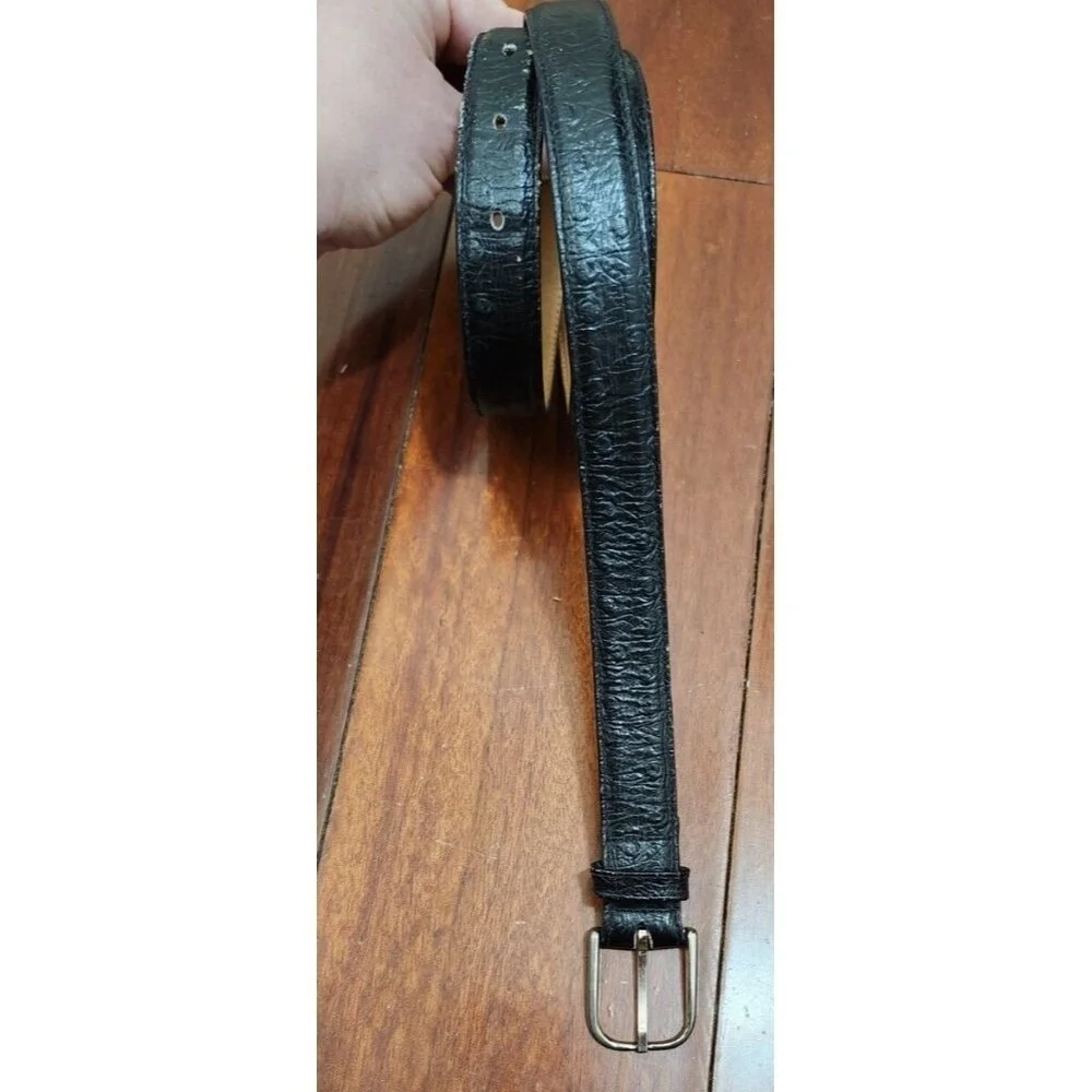 Genuine Full Quill Ostrich Black Leather Belt